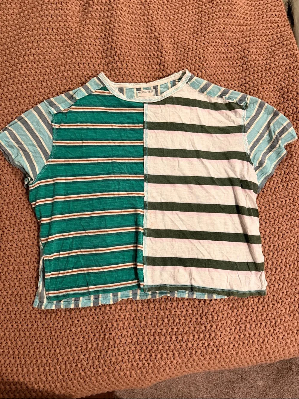 Free People Get Real Tee in Green and Blue